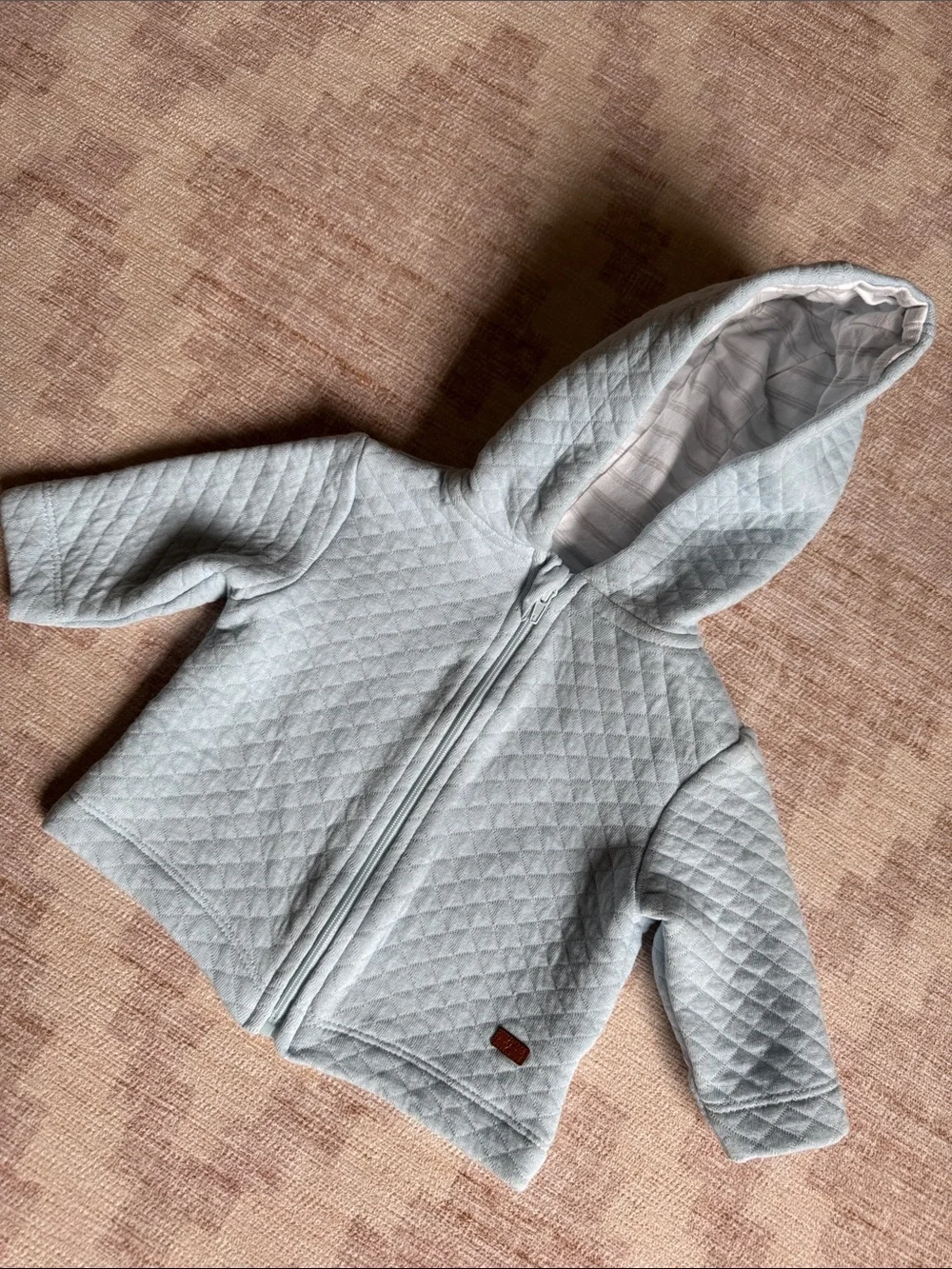 7 for All Mankind Quilted Light Blue Baby Hoodie and Gray Jogger Set size 0-3M